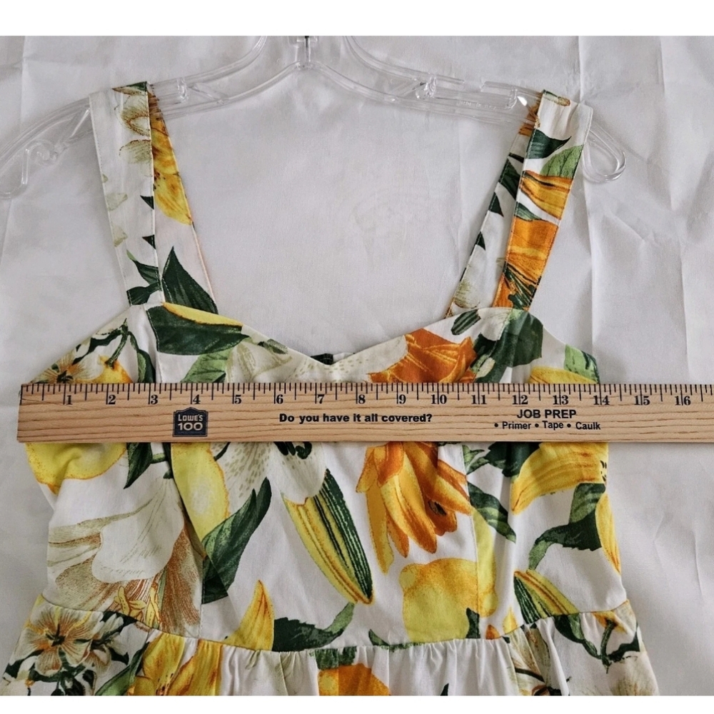 Marled Brand Lemon Floral Tropical Dress Sundress Yellow White Green - Picture 7 of 9